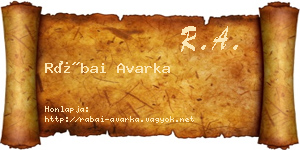 Rábai Avarka névjegykártya